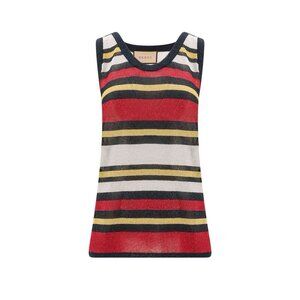 NWT GUCCI TOP Striped Multicolor Sleeveless Sz M 100% Authentic Fine-Knit